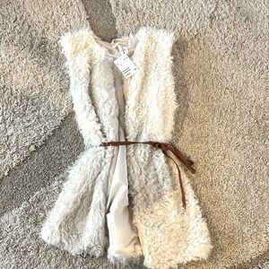 Forever21 curly fleece Fall Vest with belt